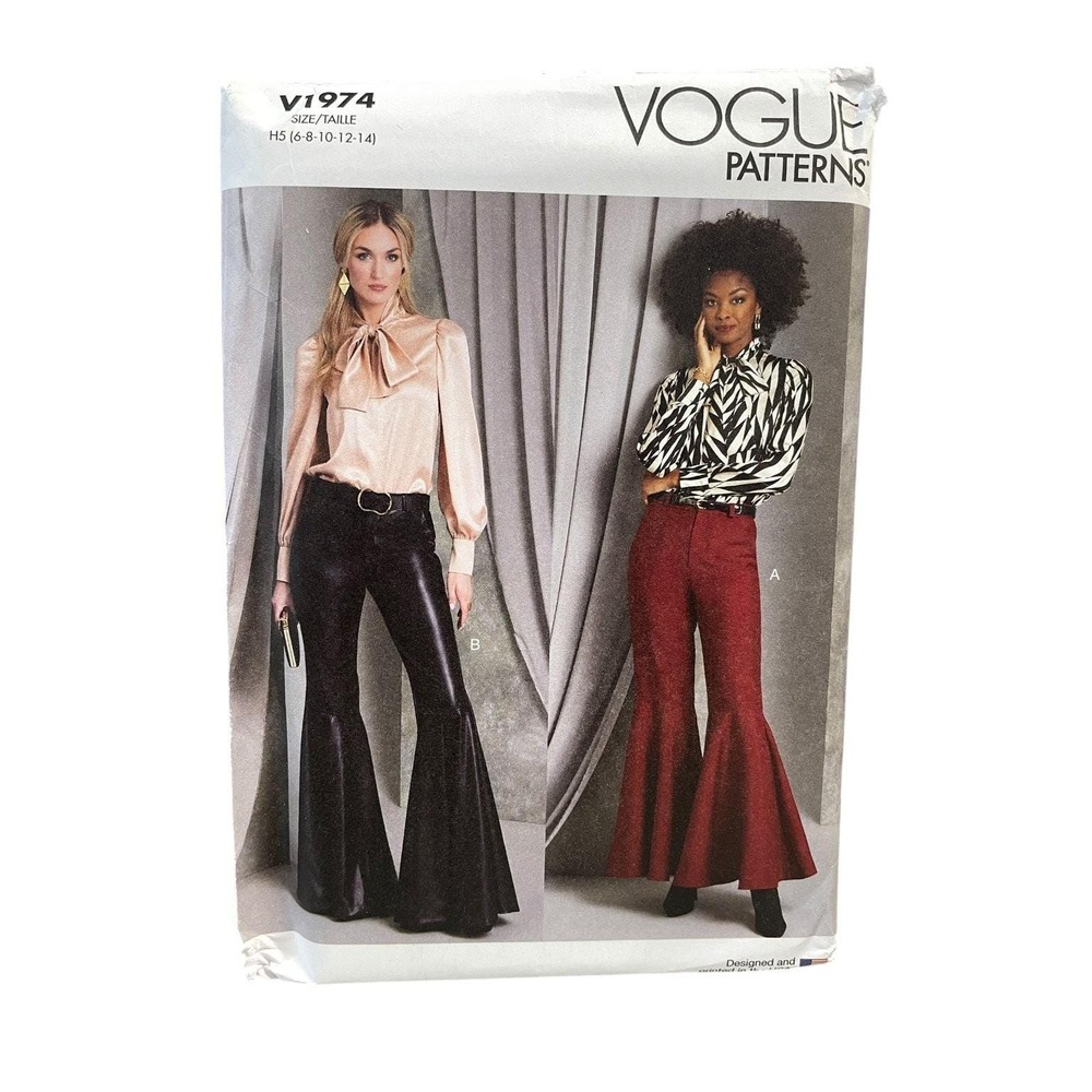 Vogue Patterns V1974 Misses Bell Bottom Pants H5 6-14 Flared Retro Style‎